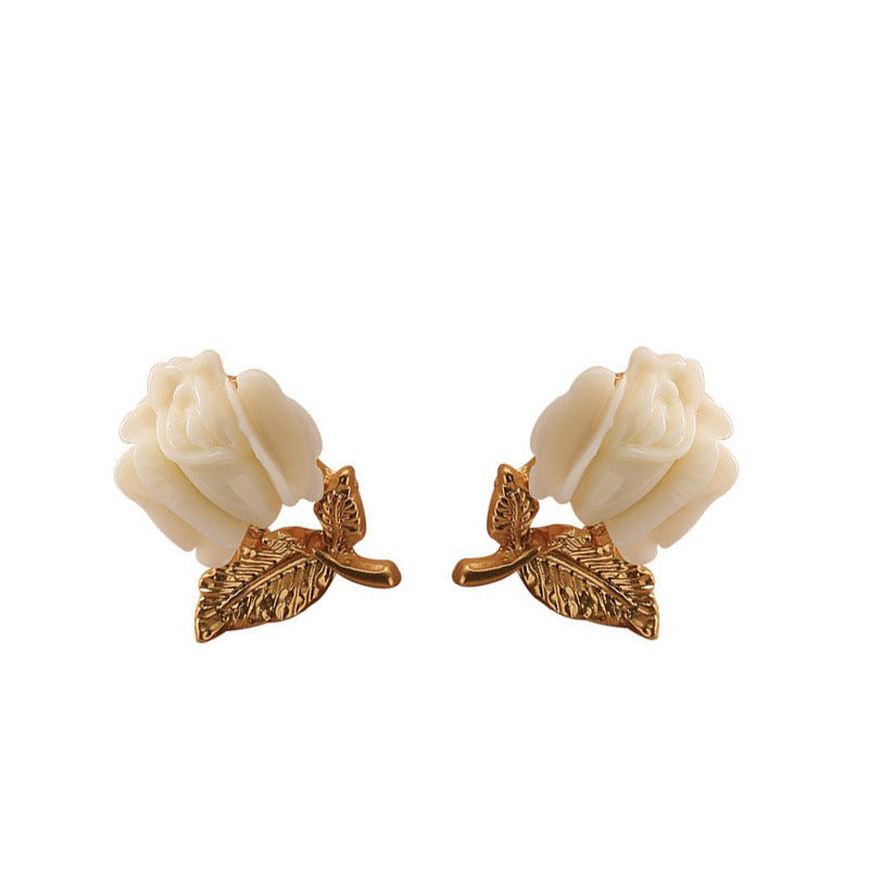 Elegant tulip flower silver needle earrings ladies necklace - jewelryweilin