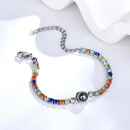 Colored diamond projection photo bracelet