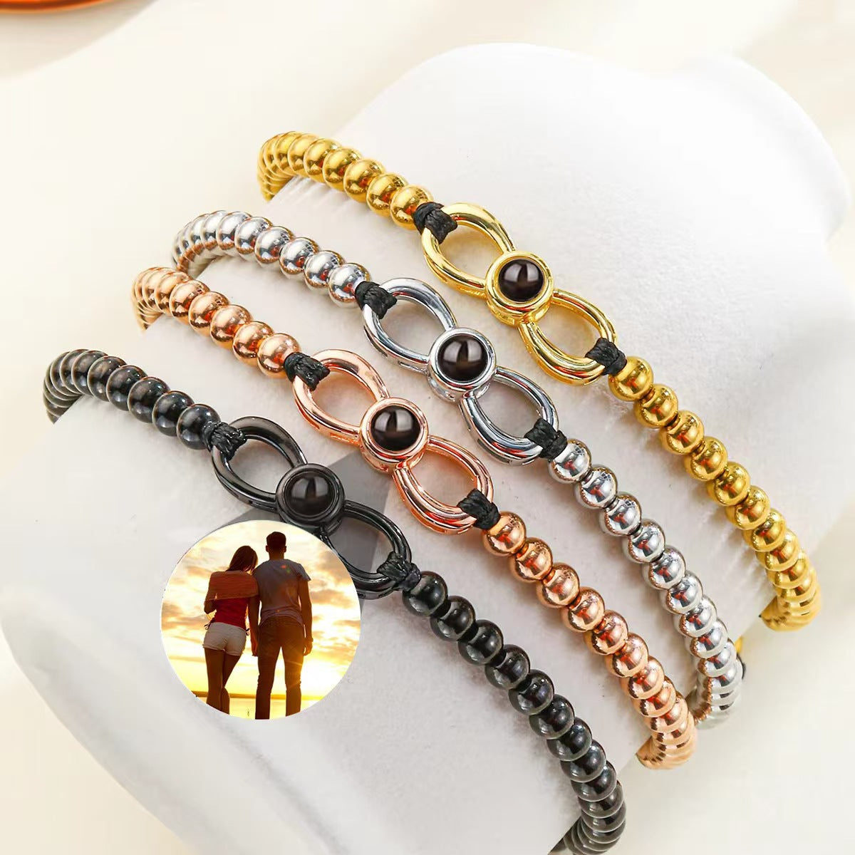 Lucky number 8 projection photo bracelet