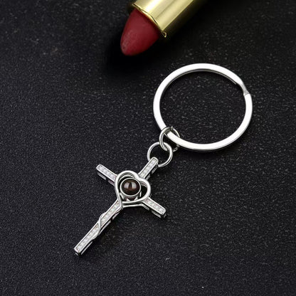 Photo Projection Heart Cross Necklace