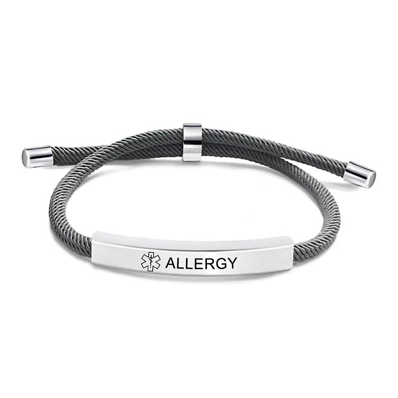 Laser engraved medical logo reminder bracelet