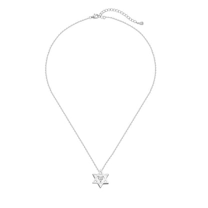 Youthful personality simple inlaid six-pointed star zircon heart necklace - jewelryweilin