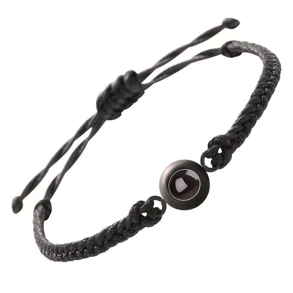 Photo projection woven couple's bracelet
