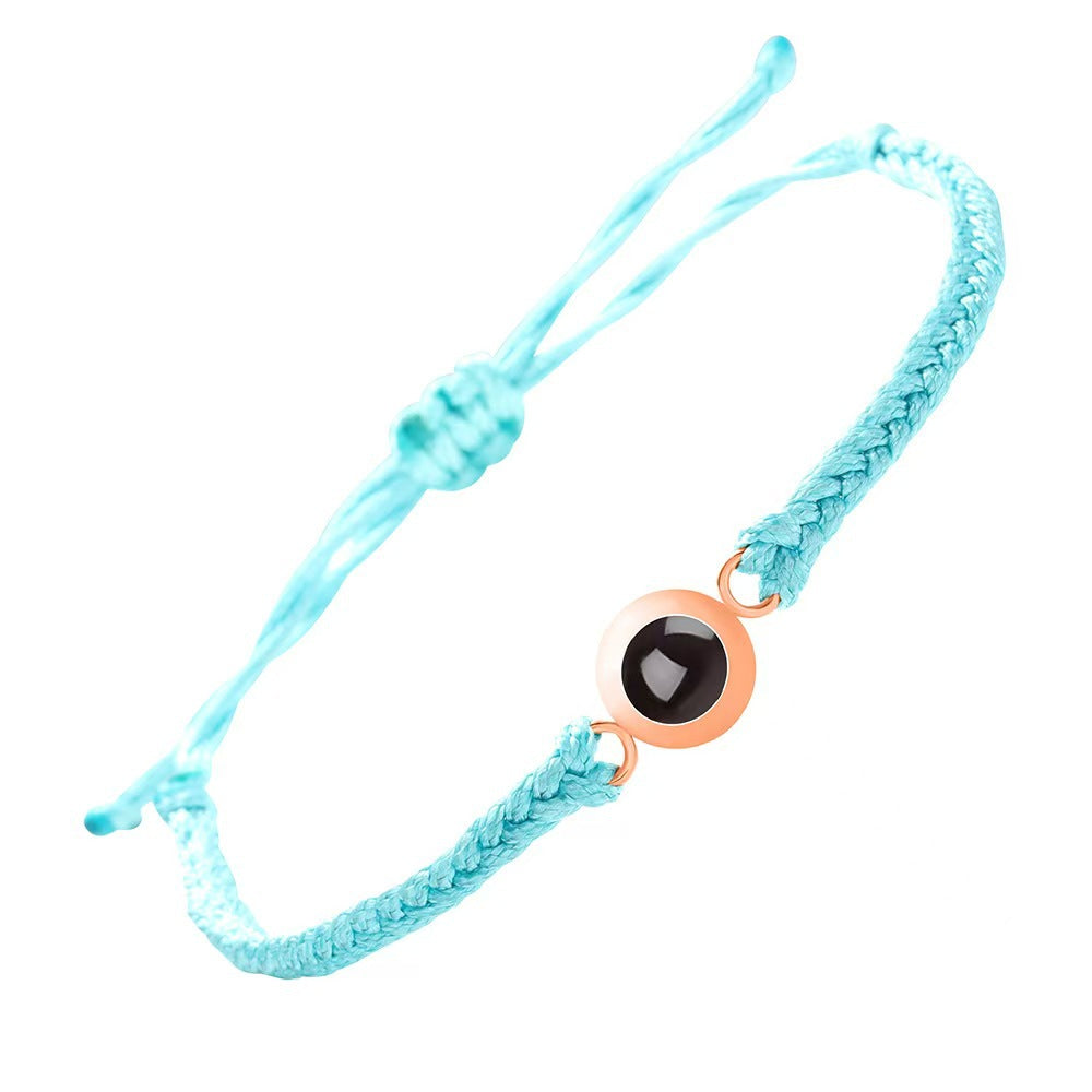 Photo projection woven couple's bracelet