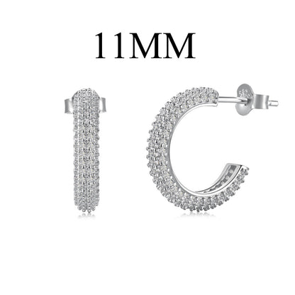 Fashionable and simple sterling silver zircon half hoop earrings - jewelryweilin