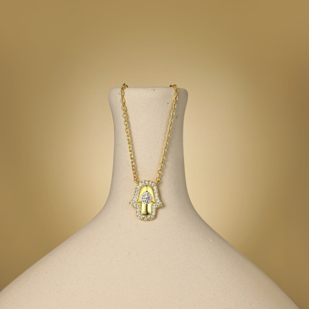 Fashion personality palm zircon necklace - jewelryweilin
