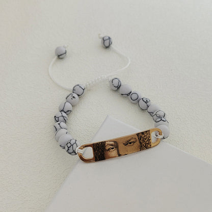 Pulsera de piedra natural con ojo grabado con imagen DIY 