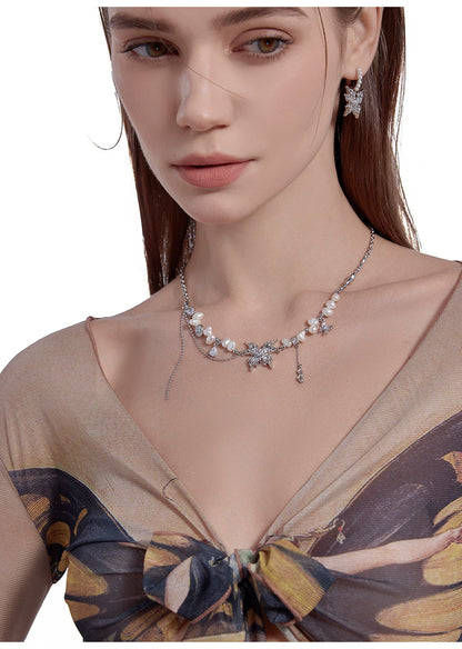 Baroque butterfly pearl necklace