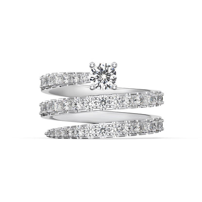 Fashionable and personalized spiral full diamond ring - jewelryweilin
