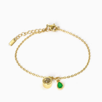Photo projection water droplet shape zodiac stone bracelet