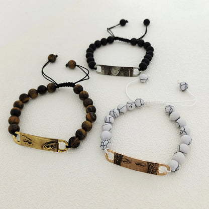 Pulsera de piedra natural con ojo grabado con imagen DIY 