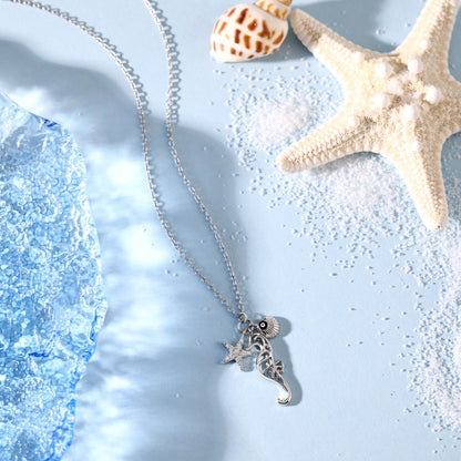 Women's simple high-end zircon star shell necklace - jewelryweilin