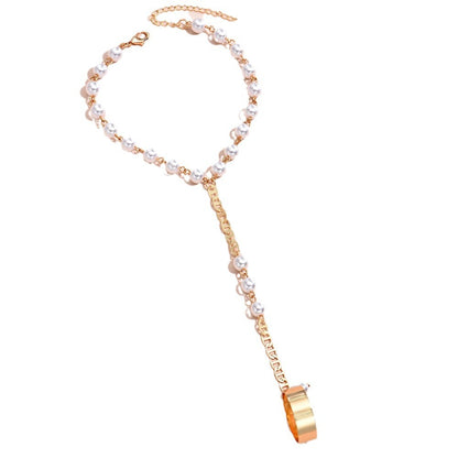 Simian pearl chain finger  bracelet