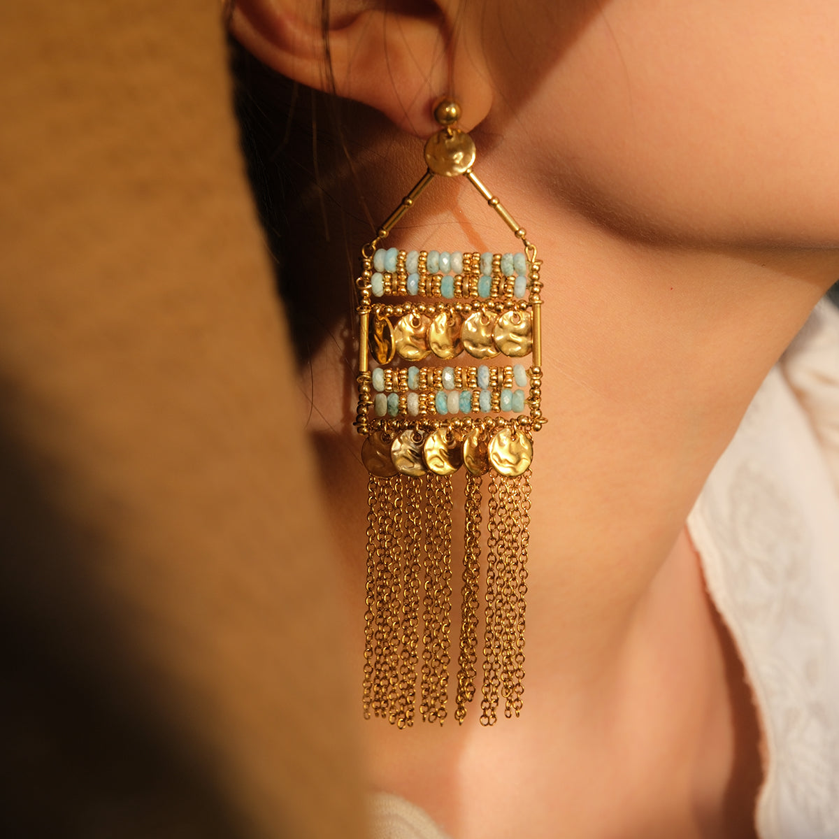 Retro light fringe earrings