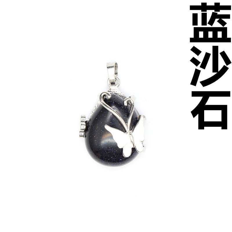 Teardrop Butterfly Shaped Crystal Pendant