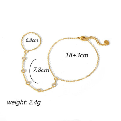 Internet celebrity style 18k gold-plated finger chain