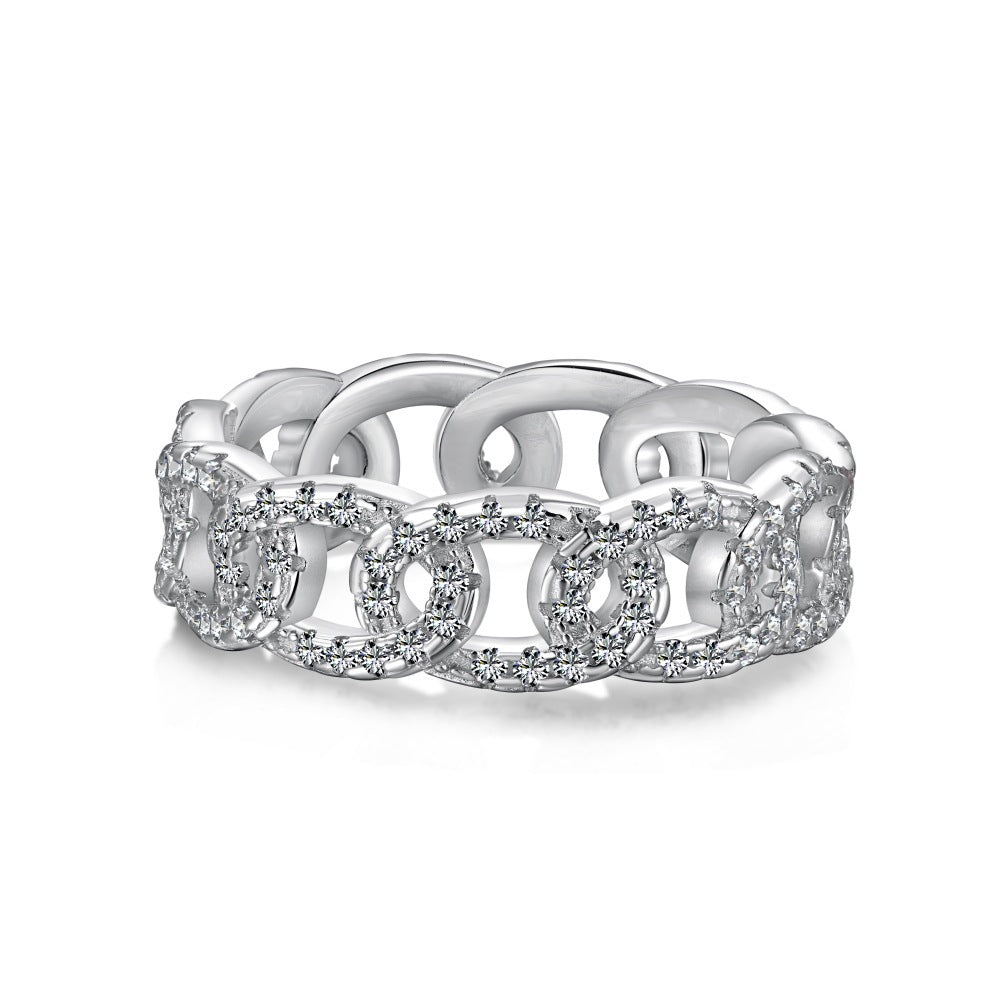 Fashionable and high-end sparkling diamond full diamond ring - jewelryweilin