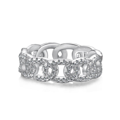 Fashionable and high-end sparkling diamond full diamond ring - jewelryweilin