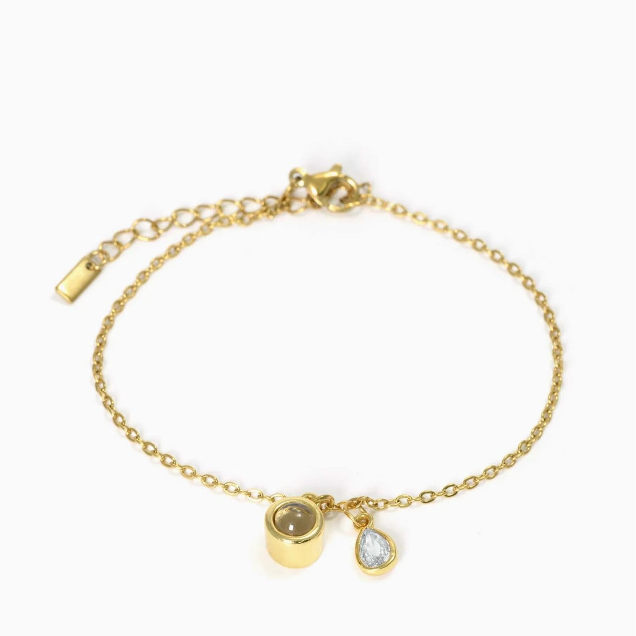 Photo projection water droplet shape zodiac stone bracelet