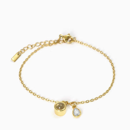 Photo projection water droplet shape zodiac stone bracelet
