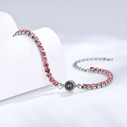 Colored diamond projection photo bracelet