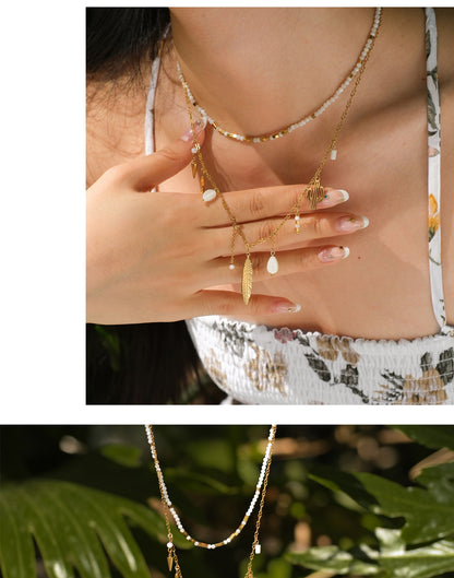 White light golden leaf necklace
