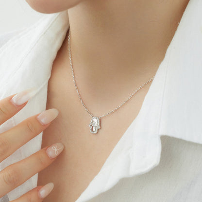Fashion personality palm zircon necklace - jewelryweilin