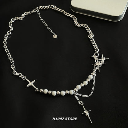 Hip Hop Star Reflective Pearl Necklace