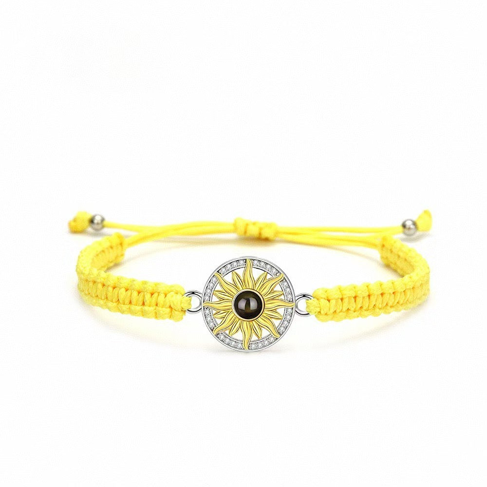 Photo projection sunflower woven wristband