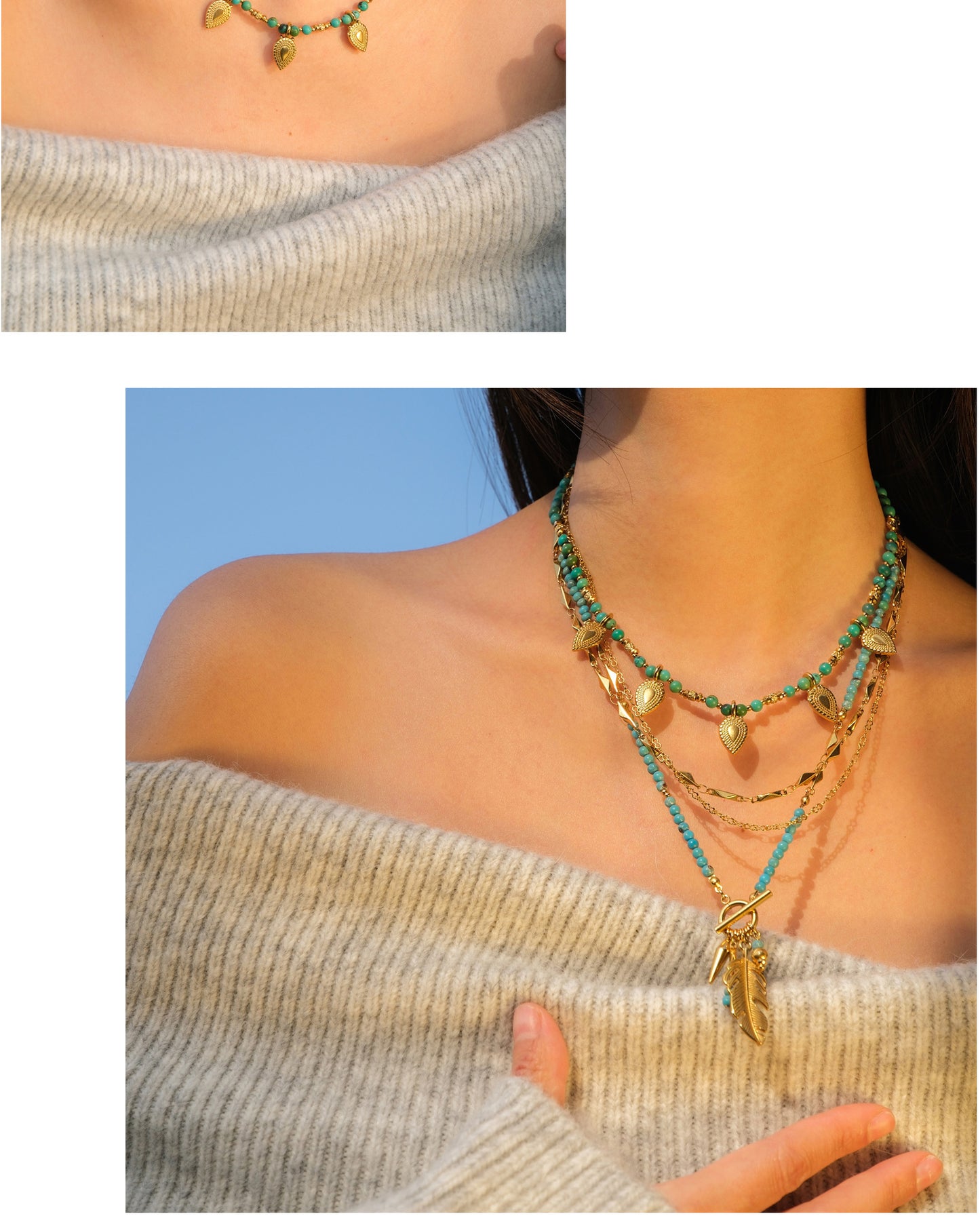 Basket of gold leaf necklace