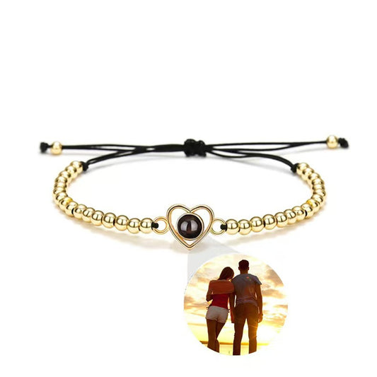 Love heart projection photo beaded bracelet weaving
