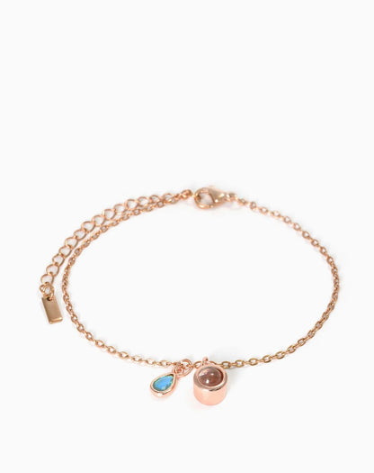 Photo projection water droplet shape zodiac stone bracelet