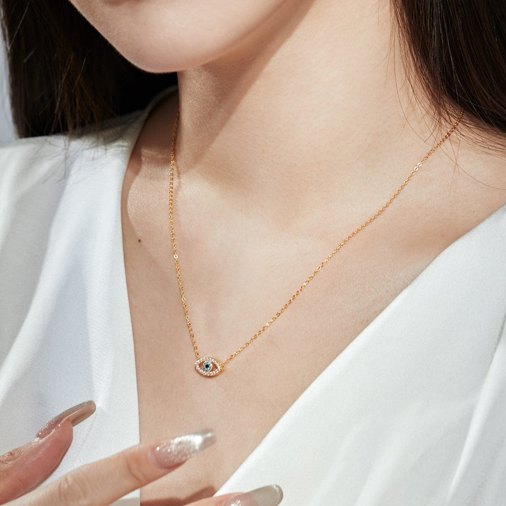 Fashion personality zircon devil eye pendant necklace - jewelryweilin