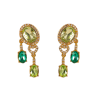 High-grade exquisite green zircon heart earrings - jewelryweilin