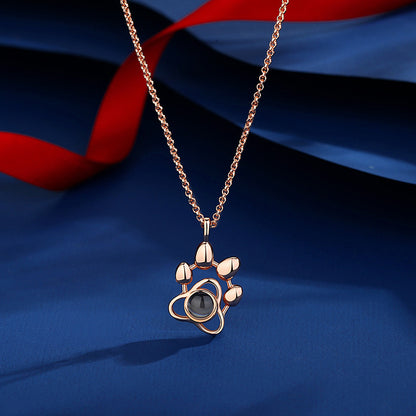 Photo projection dog paw necklace