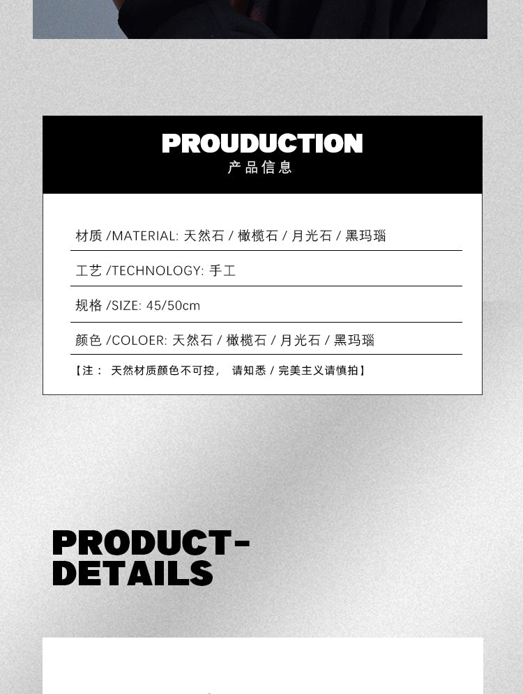 Natural stone free shape hip hop necklace