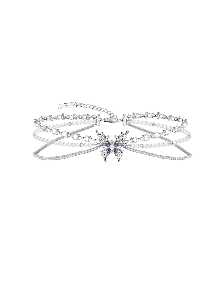 Butterfly dance multilayer necklace