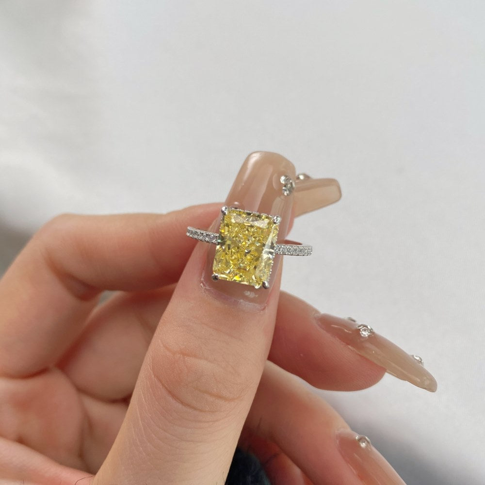 Classic noble shining ice flower cut high carbon diamond zircon ring - jewelryweilin