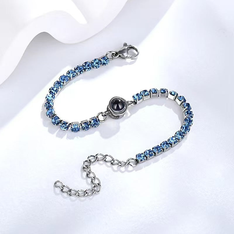Colored diamond projection photo bracelet