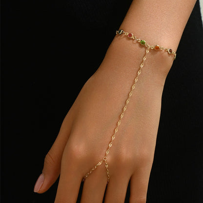 Zircon Four-Leaf Clover Colored Diamond Finger Necklace