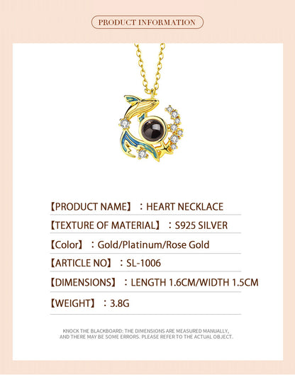 Photo projection whale floor necklace