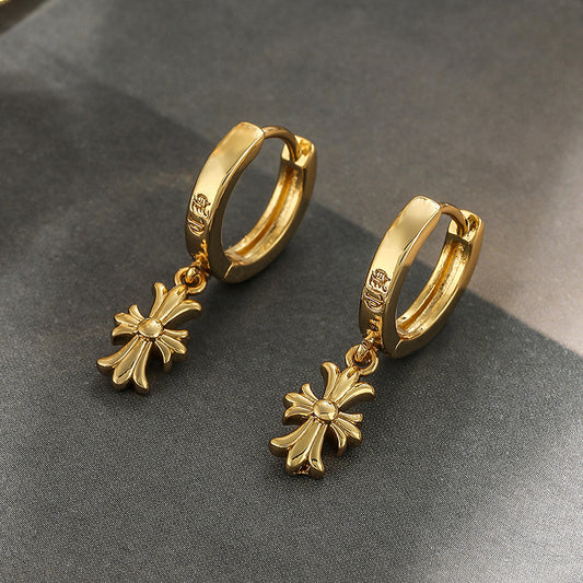 Vintage Personalized Chrome Hearts Cross Earrings - jewelryweilin