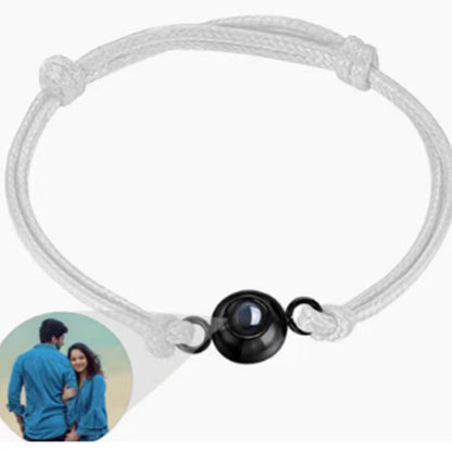 Photo projection pearl woven cord bracelet