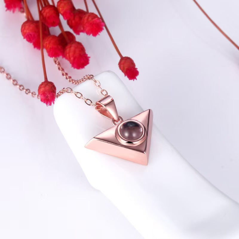 Photo projection triangle necklace