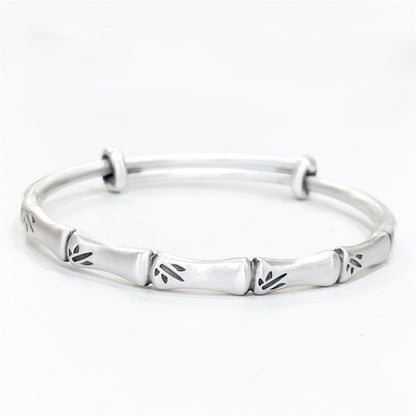 Chinese style bamboo leaf sterling silver bracelet