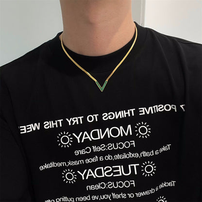 Hip-Hop V-Shaped Short Snake Bone Clothing Necklace