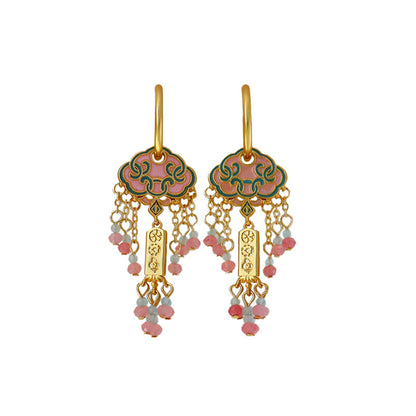 Chinese ancient retro colorful oil drop earrings - jewelryweilin