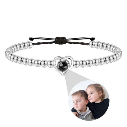 Love heart projection photo beaded bracelet weaving