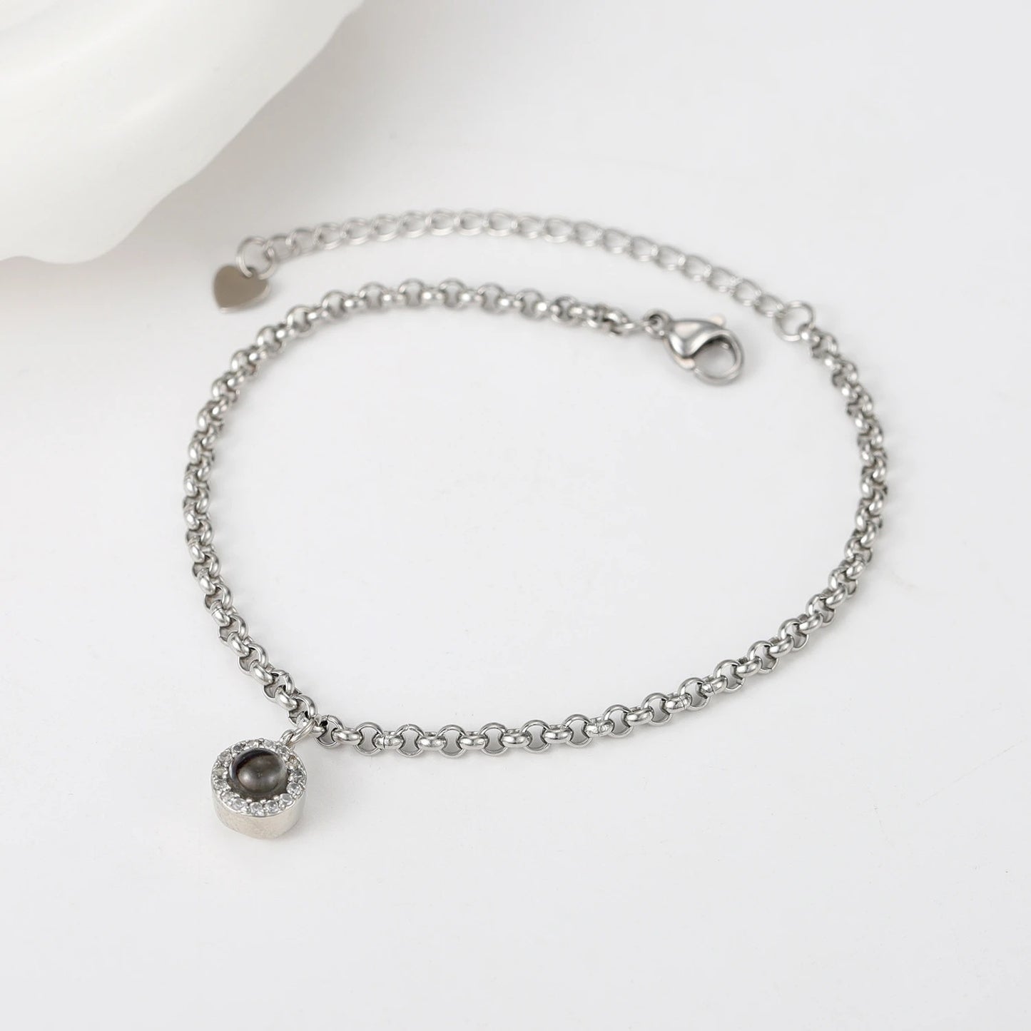 Projection photo round bubble couple bracelet