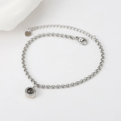 Projection photo round bubble couple bracelet